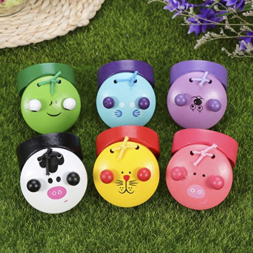 ULTNICE 6pcs Castañuela de Madera de Dibujos Animados Instrumentos Musicales Juguetes Educativos para Niños Bebé