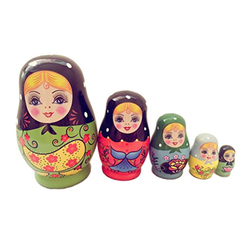 ULTNICE Matryoshka - Muñeca rusa, muñeca de madera, 5 piezas