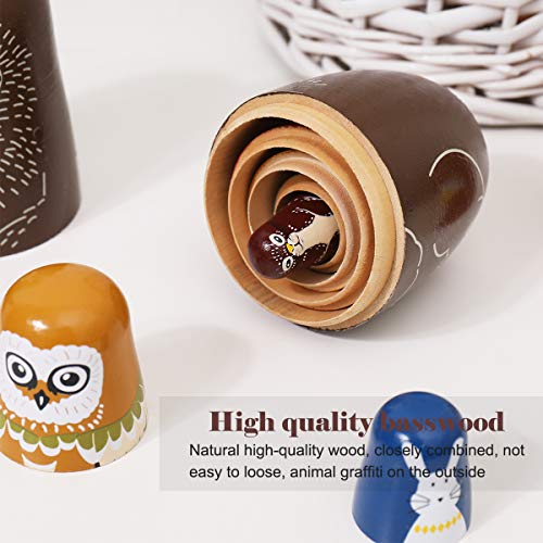 Ultnice - Muñecas rusas, matrioska de madera con forma de oso, pingüino, 5 unidades Ultnice - Muñecas rusas, matrioska de madera con forma de oso, pingüino, 5 unidades