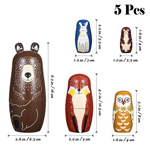 Ultnice - Muñecas rusas, matrioska de madera con forma de oso, pingüino, 5 unidades Ultnice - Muñecas rusas, matrioska de madera con forma de oso, pingüino, 5 unidades