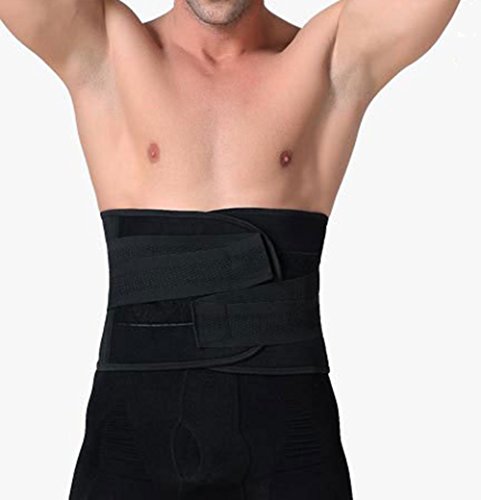 Ultra Delgado Transpirable Desmontable Fajas Reductoras Cintura Quemador Perder Peso Cerveza Barriga Eliminar Fajas Deportivas Invisible Traceless Ajustable Abdomen con Velcro para Hombre Negro M