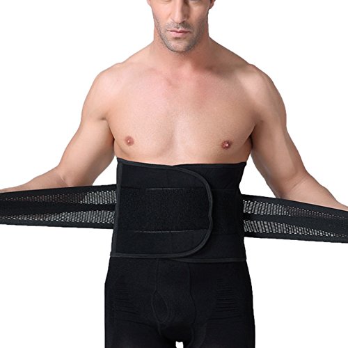 Ultra Delgado Transpirable Desmontable Fajas Reductoras Cintura Quemador Perder Peso Cerveza Barriga Eliminar Fajas Deportivas Invisible Traceless Ajustable Abdomen con Velcro para Hombre Negro M