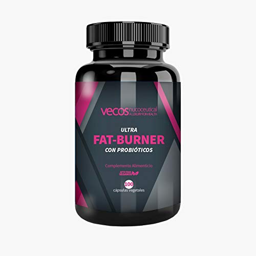 Ultra Fat Burner Vecos con Probióticos para disminuir las calorías – Quema grasas y termogénico para complementar con una dieta saludable – 100 cápsulas vegetales - 100% apto para veganos