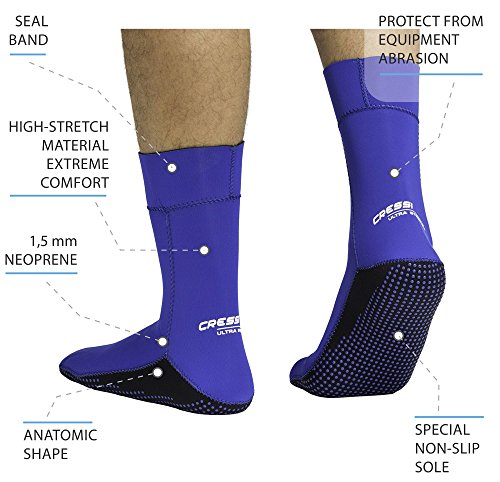 Ultra Stretch Neoprene Socks 1.5mm - Escarpines Neopreno Ultrastretch, Unisex-Adult Gris , M