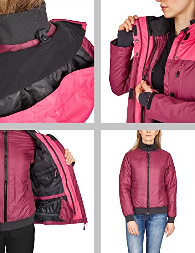 Ultrasport Advanced Chaqueta 3 en 1, Todo Tipo de Clima All Season para Actividades al Aire Libre, esquí/Snowboard, Ocio, Impermeable al Agua y al Viento, Transpirable, Mujer, Baya/Rosado, M