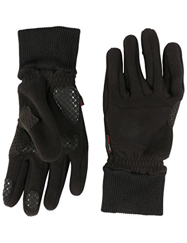 Ultrasport Basic Guantes polares de invierno Cozy para hombre y mujer, con zonas de agarre para montar en bicicleta y realizar otras actividades al aire libre, negro, M