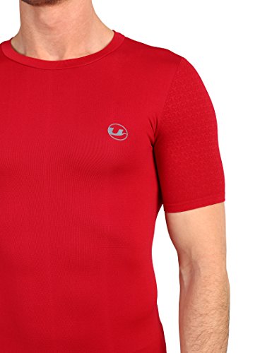 Ultrasport Basic Noam Camiseta de compresión sin Costuras, Hombre, Rojo, S/M