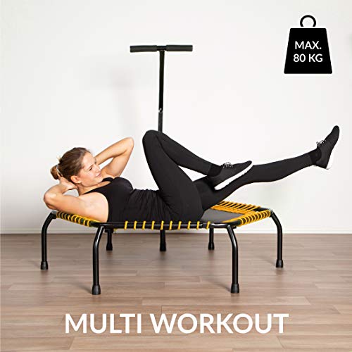 Ultrasport Cama elástica fitness, manillar estable y suspensión con cuerdas de goma para la máxima seguridad, aparato deportivo adecuado para el hogar, amarillo Ultrasport Cama elástica fitness, manillar estable y suspensión con cuerdas de goma para la máxima seguridad, aparato deportivo adecuado para el hogar, amarillo