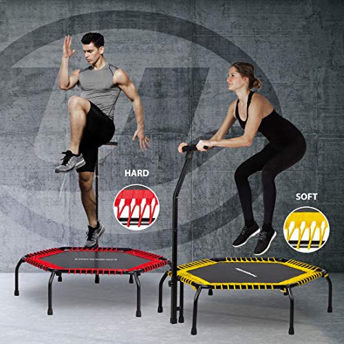 Ultrasport Cama elástica fitness, manillar estable y suspensión con cuerdas de goma para la máxima seguridad, aparato deportivo adecuado para el hogar, amarillo