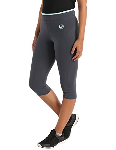 Ultrasport Caprihose Pantalón Pirata, Mujer, Gris/Verde Menta, XS