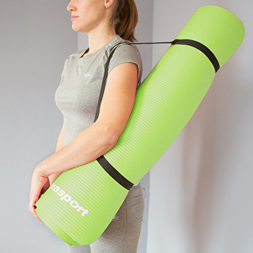 Ultrasport Esterilla Deporte, de Fitness Blanda para Pilates, Yoga, Gimnasia, aeróbic o masajes, con Correa de fijación, Unisex Adulto, Verde, 190 x 90 x 1.2 cm