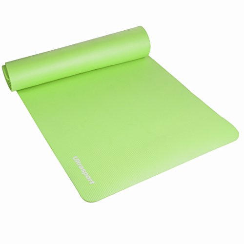 Ultrasport Esterilla Deporte, de Fitness Blanda para Pilates, Yoga, Gimnasia, aeróbic o masajes, con Correa de fijación, Unisex Adulto, Verde, 190 x 90 x 1.2 cm