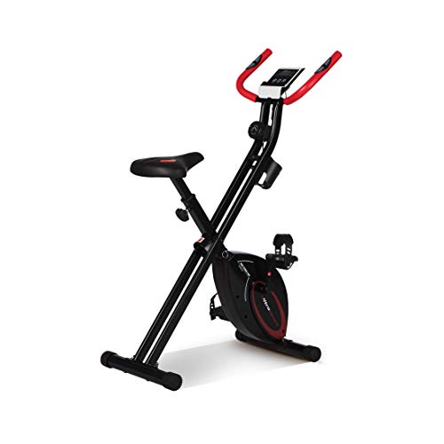 Ultrasport F-Bike Design Bicicleta estática de fitness plegable con sillín de gel, portabidones, pantalla LCD, sensores de pulso, compacta y plegable, carga máxima 110 kg, Negro