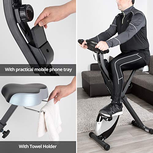 Ultrasport F-Bike / F-Rider - Bicicleta Estática de Fitness, con Consola y Sensores de Pulso en Manillar, Plegable, color Negro/Plata Ultrasport F-Bike / F-Rider - Bicicleta Estática de Fitness, con Consola y Sensores de Pulso en Manillar, Plegable, color Negro/Plata