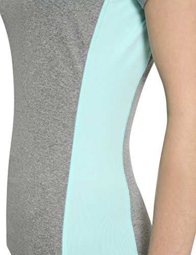 Ultrasport Fitness/Sport Shirt Camiseta de Manga Corta, Mujer, Gris/Agua, S