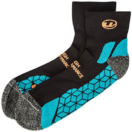 Ultrasport High Performance Calcetines de Correr, Unisex, Negro/Turquesa, 47-50