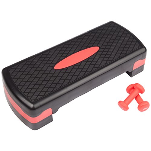 Ultrasport Incl - Conjunto de Pesas y Step para Fitness y Aerobic, Color Negro/Naranja