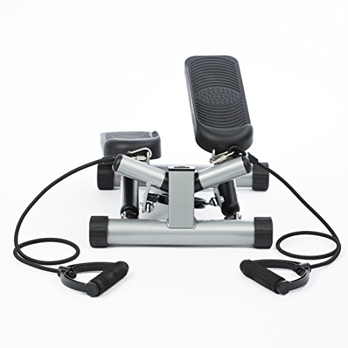 Ultrasport Máquina de Step Swing Stepper con Cintas de Entrenamiento/Aparato de Entrenamiento Stepper + AB Roller Aparato de Abdominales, práctico Aparato de Fitness para Entrenar Musculatura