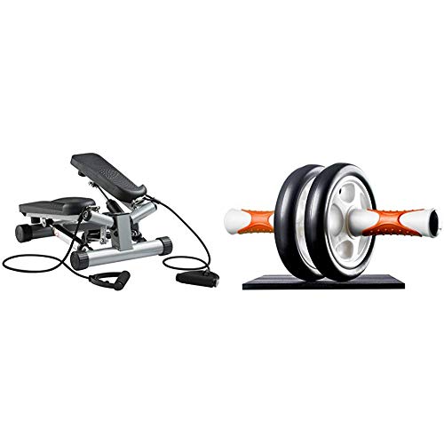 Ultrasport Máquina de Step Swing Stepper con Cintas de Entrenamiento/Aparato de Entrenamiento Stepper + AB Roller Aparato de Abdominales, práctico Aparato de Fitness para Entrenar Musculatura Ultrasport Máquina de Step Swing Stepper con Cintas de Entrenamiento/Aparato de Entrenamiento Stepper + AB Roller Aparato de Abdominales, práctico Aparato de Fitness para Entrenar Musculatura