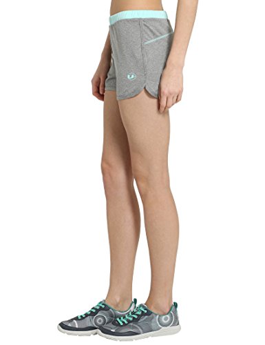 Ultrasport - Pantalones Cortos de Fitness para Mujer, Gris/Agua, Talla L