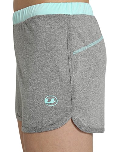 Ultrasport - Pantalones Cortos de Fitness para Mujer, Gris/Agua, Talla L