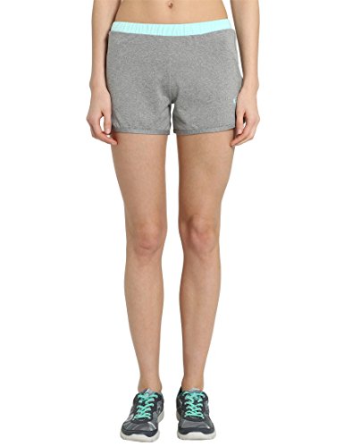 Ultrasport - Pantalones Cortos de Fitness para Mujer, Gris/Agua, Talla L
