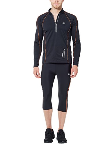 Ultrasport Pantalones de correr para hombre – pantalones de fitness 3/4 para hombre, con efecto de compresión y función de secado rápido, para fútbol, correr, marcha nórdica, ciclismo y otros deportes, Negro/Naranja neón, S Ultrasport Pantalones de correr para hombre – pantalones de fitness 3/4 para hombre, con efecto de compresión y función de secado rápido, para fútbol, correr, marcha nórdica, ciclismo y otros deportes, Negro/Naranja neón, S