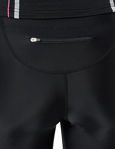 Ultrasport Pantalones largos de correr para mujer, con efecto de compresión y función de secado rápido, Negro/Rosa Neón, XS