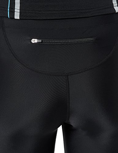 Ultrasport Pantalones largos de correr para mujer, con efecto de compresión y función de secado rápido, Negro/Turquesa, XL