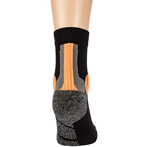 Ultrasport Running Calcetines de Correr, Unisex, Negro/Naranja, 35-38