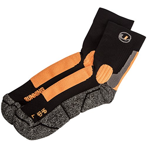 Ultrasport Running Calcetines de Correr, Unisex, Negro/Naranja, 35-38