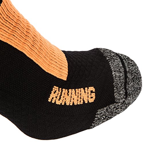 Ultrasport Running Calcetines de Correr, Unisex, Negro/Naranja, 35-38