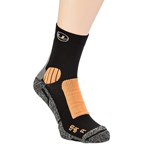 Ultrasport Running Calcetines de Correr, Unisex, Negro/Naranja, 35-38