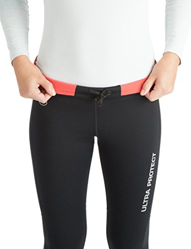 Ultrasport Windstopper Pantalones de Correr, Mujer, Negro/Rosa, XL