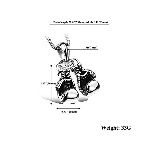 UM Joyería Personalizado Guay Hombres Acero Inoxidable Dos Boxeo Guantes Colgante Deportes Collares