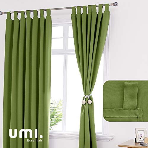 UMI. by Amazon Cortinas de Salon Infantiles Dormitorio Moderno Opacas Termicas Aislantes Ventana con Trabillas 2 Piezas 140 x 245 cm Verde