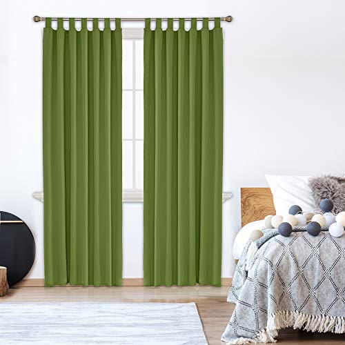 UMI. by Amazon Cortinas de Salon Infantiles Dormitorio Moderno Opacas Termicas Aislantes Ventana con Trabillas 2 Piezas 140 x 245 cm Verde