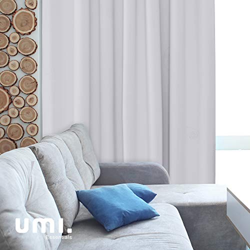 UMI. by Amazon Cortinas de Salon Modernas para Ventana Dormitorio Termicas Aislantes con Trabillas 2 Piezas 140 x 260 cm Gris Blanco