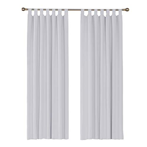 UMI. by Amazon Cortinas de Salon Modernas para Ventana Dormitorio Termicas Aislantes con Trabillas 2 Piezas 140 x 260 cm Gris Blanco