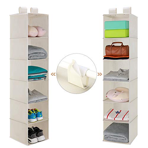 UMI. by Amazon - Organizador para Armario de 6 Niveles, Estantería Colgante para Armario, Estantería Colgante de Tela para Ropa, Beige, 130,8 cm