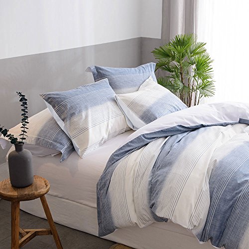 UMI. Essentials 100% Cotton Yarn Dyed Duvet Cover Set with One Pillow Case,155x220+1x80x80cm