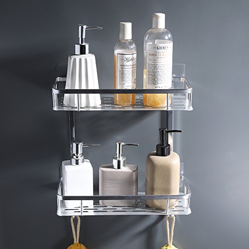 Umi. por Amazon Estantes para Ducha Entramado de baño Aluminio Espacial Perforado Gancho para Colgar Organizador de Ducha Estante para el baño de dos Niveles de Montaje sin Taladro, A4028BDF Umi. por Amazon Estantes para Ducha Entramado de baño Aluminio Espacial Perforado Gancho para Colgar Organizador de Ducha Estante para el baño de dos Niveles de Montaje sin Taladro, A4028BDF