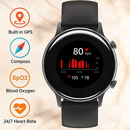 UMIDIGI Smartwatch Hombre Reloj Inteligente Mujer con GPS Monitor de Oxígeno en Sangre, Frecuencia Cardíaca, Seguimiento del Sueño, Impermeable Reloj Deportivo para Correr, 17 Modos Deportivos