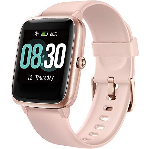 UMIDIGI Uwatch3 Smartwatch Mujer Reloj Inteligent 5ATM Impermeable Smartwatch con Cronómetro Pulsera Actividad para Deporte de Fitness con Podómetro para Niños iOS y Android (Rosa)