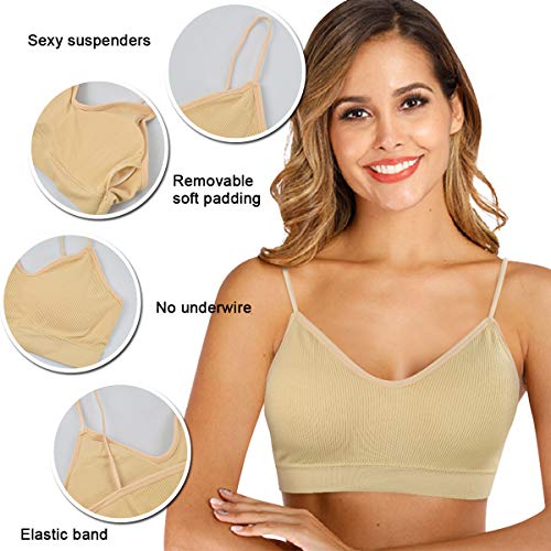 UMIPUBO 4 Piezas de Sujetador de Camisola para Mujer Sujetador de Tubo de Cuello V Banda Sujetador de Dormir Sujetador Deportivo Ropa Interior con Tirantes Elásticos