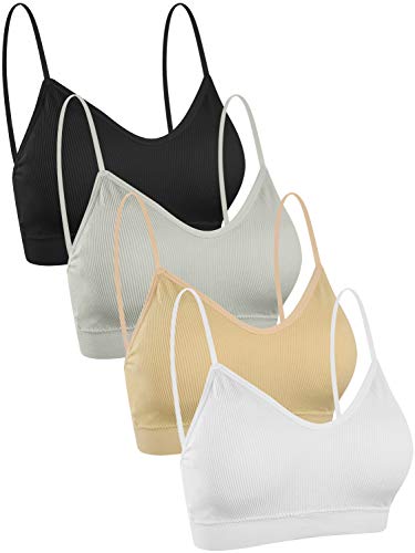 UMIPUBO 4 Piezas de Sujetador de Camisola para Mujer Sujetador de Tubo de Cuello V Banda Sujetador de Dormir Sujetador Deportivo Ropa Interior con Tirantes Elásticos