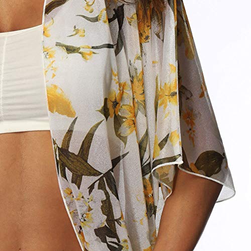 UMIPUBO Camisolas Playa Mujer 3/4 Sleeve Boho Ropa de Baño Transparente Camisolas Pareos Florales Bikini Raje de Baño Cover Up