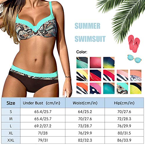 UMIPUBO Mujer Bikini Push-Up Acolchado Bra Trajes de Baño Tops y Braguitas Bikini Sets (ES 40, Estilo1:Azul)