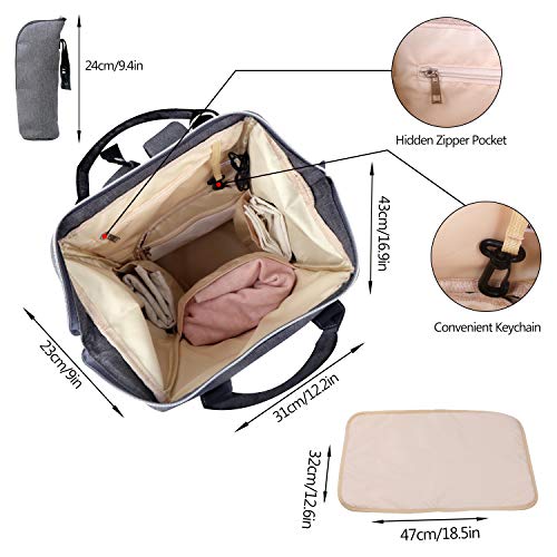 Umitive Mochilas de Pañales para Bebé, Maternal Bolso Multifuncional con USB de Viaje, Gran Capacidad, Impermeable, Enviar 2 Correas de Cochecito y 1 Cambiador y 1 Bolsa Aislante, Gris (grey) Umitive Mochilas de Pañales para Bebé, Maternal Bolso Multifuncional con USB de Viaje, Gran Capacidad, Impermeable, Enviar 2 Correas de Cochecito y 1 Cambiador y 1 Bolsa Aislante, Gris (grey)