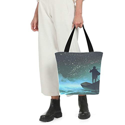 Un hombre remando un bote 11 × 7 × 13 pulgadas, lavable a máquina, resistente, bolso de mano de poliéster para mujeres, plegable, reutilizable, reutilizable, para compras Un hombre remando un bote 11 × 7 × 13 pulgadas, lavable a máquina, resistente, bolso de mano de poliéster para mujeres, plegable, reutilizable, reutilizable, para compras
